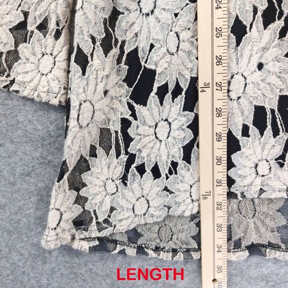 Blu Pepper Tunic Dress Sz M Lace Floral Sheer Bell Sleeve Boho Attached Slip - Picture 5 of 9